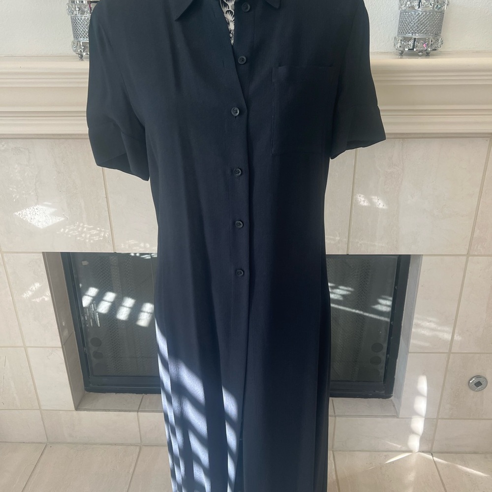 Black Longline Duster Maxi Button-Down Dress - image 4